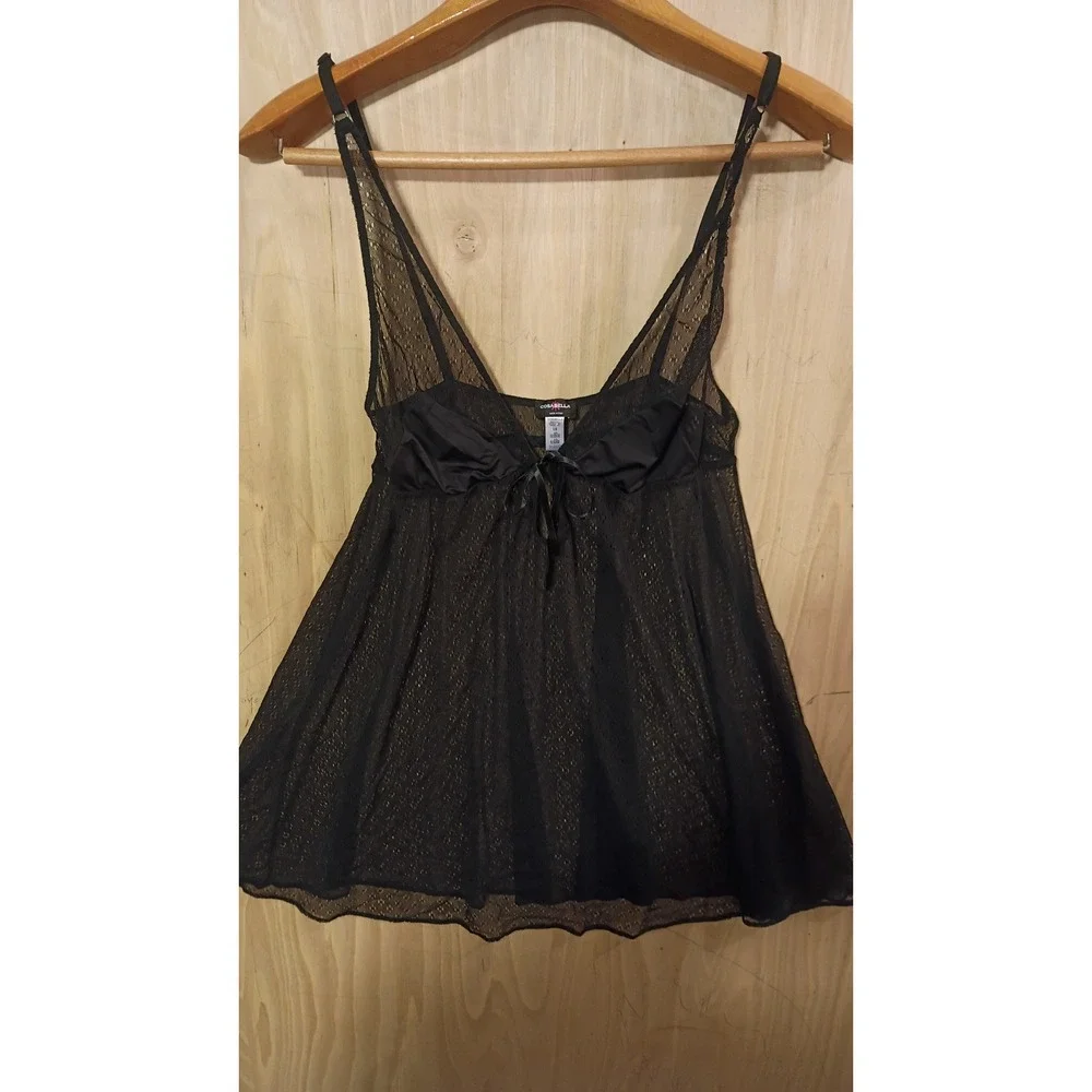Cosabella Black Lace Babydoll Chemise Sheer Large. Boudoir Chic, Y2K Whimsigoth.